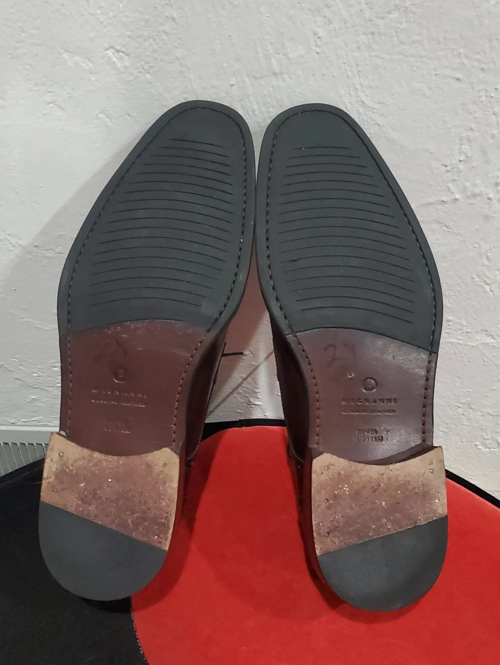 Magnanni Brown Leather Cap-Toe Derby Shoes Size 11.5